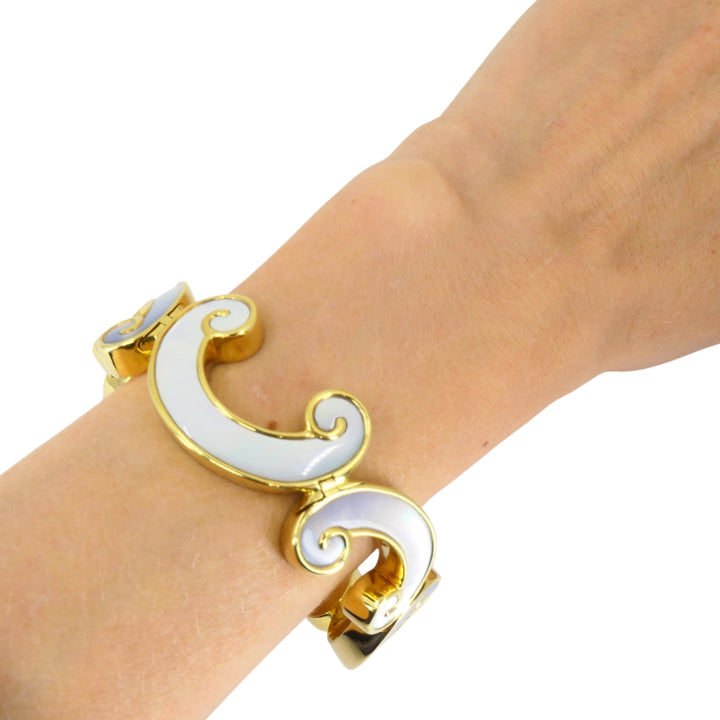 Vintage Angela Cummings 18K Gold and Mother of Pearl Bracelet