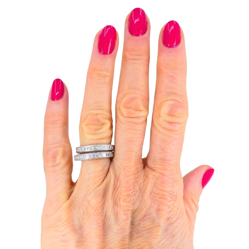 Michael Beaudry Princess Cut Diamond Eternity Band Platinum Size 6 Wedding Ring