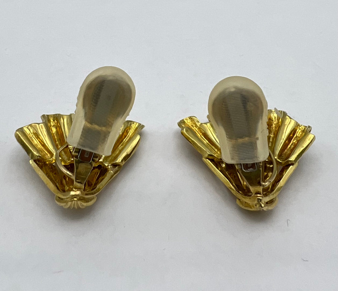 David Webb Gold Earrings, Vintage Shell Earrings