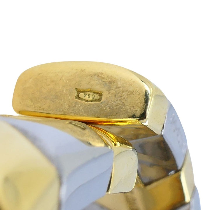 Vintage Bvlgari 18k Gold Steel Alveare Cuff Bracelet