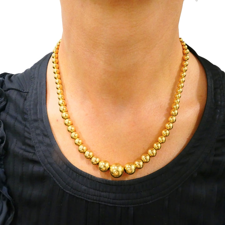 Aurafin 18k Yellow Gold Graduated Bead Necklace