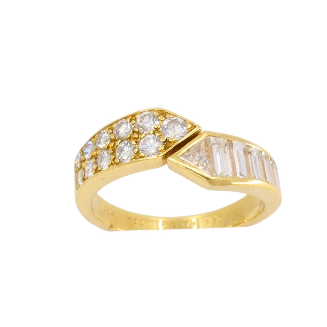 Van Cleef & Arpels 18K Gold Diamond Bypass Ring