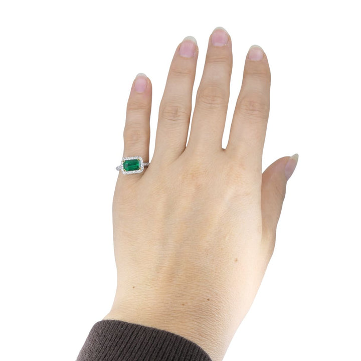 GIA Certified Colombian Emerald Diamond Ring 18k White and Yellow Gold