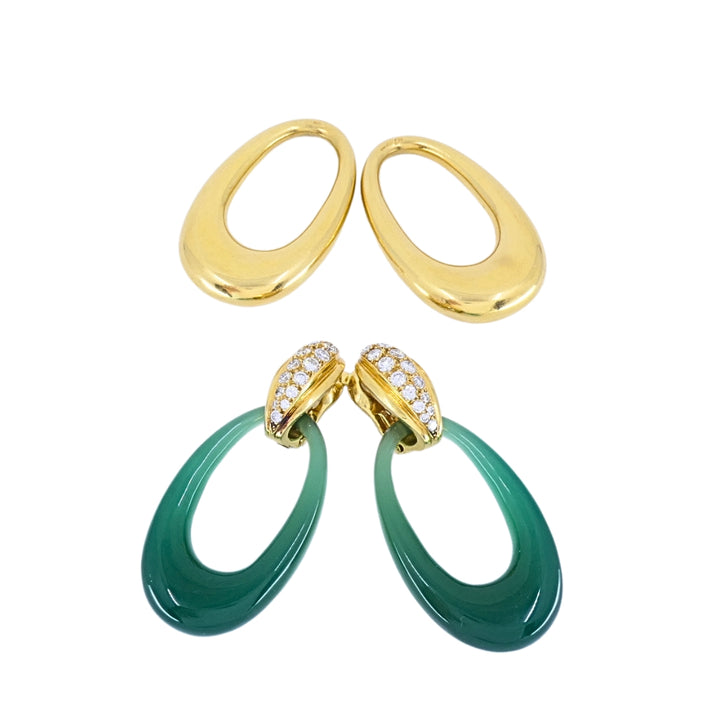 Cartier 18K Gold Chrysoprase Diamond Interchangeable Doorknocker Earrings