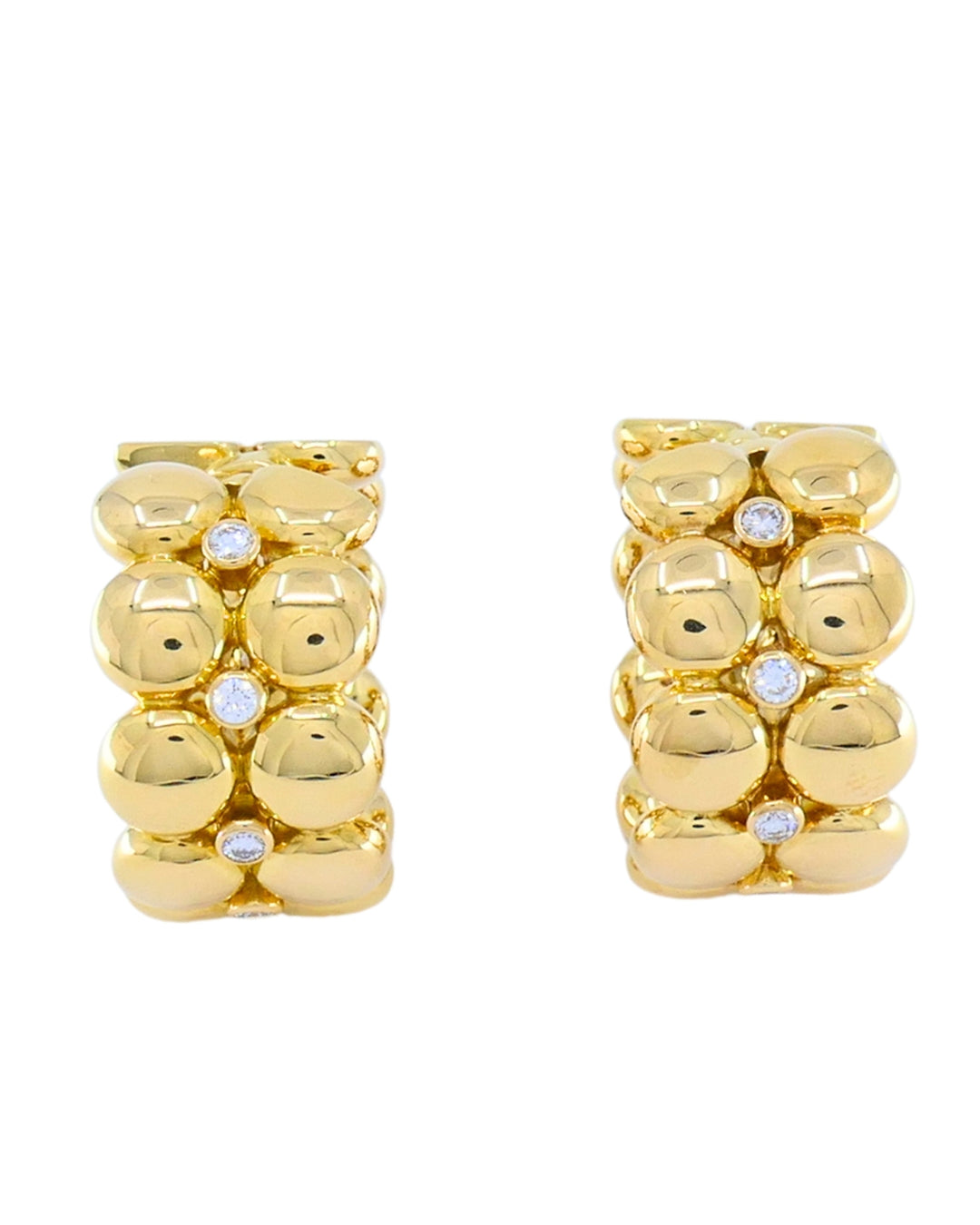 Cartier Honeymoon Clip-On Earrings 18k Gold Diamond Hoop Earrings