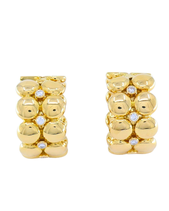 Cartier Honeymoon Clip-On Earrings 18k Gold Diamond Hoop Earrings
