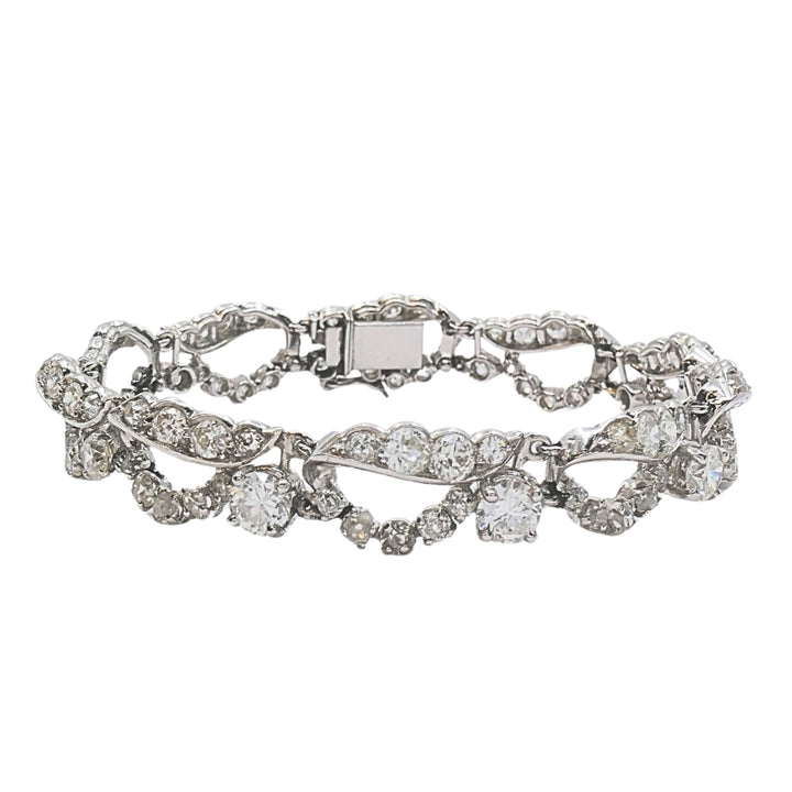 French Platinum Diamond Openwork Diamond Bracelet, 1960s