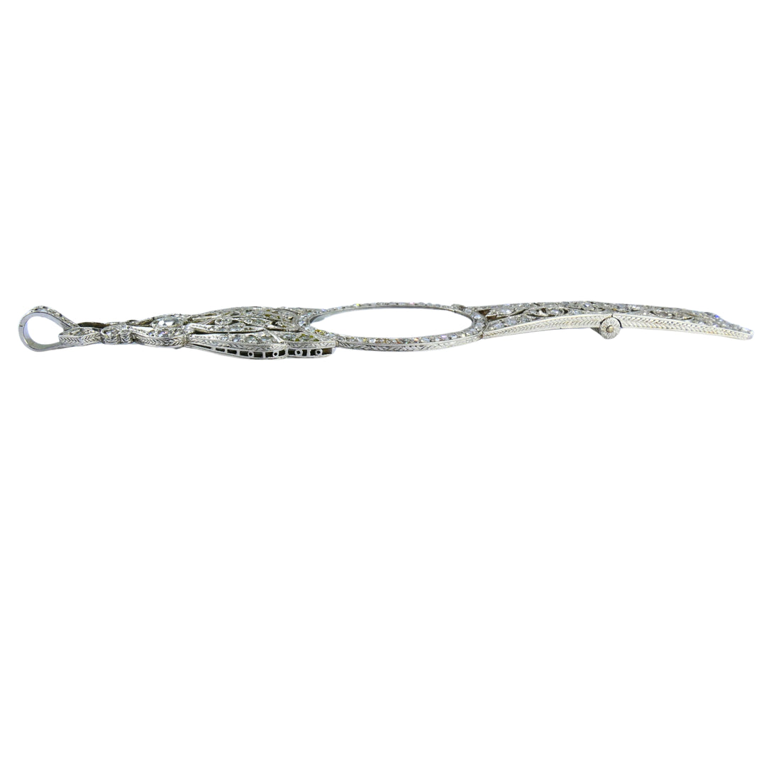 Edwardian Platinum Filigree Pendant Diamonds 14k Gold Chain Art Deco Estate (Copy)