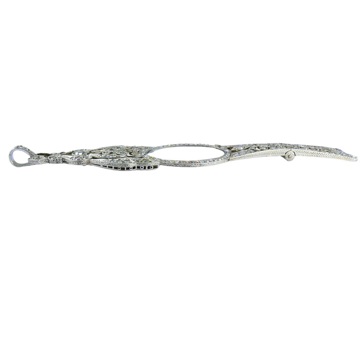 Edwardian Platinum Filigree Pendant Diamonds 14k Gold Chain Art Deco Estate (Copy)