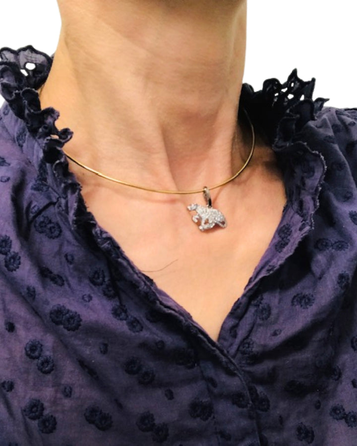 Vintage Cartier Panthere 18k Gold Collar Necklace Diamond Charm