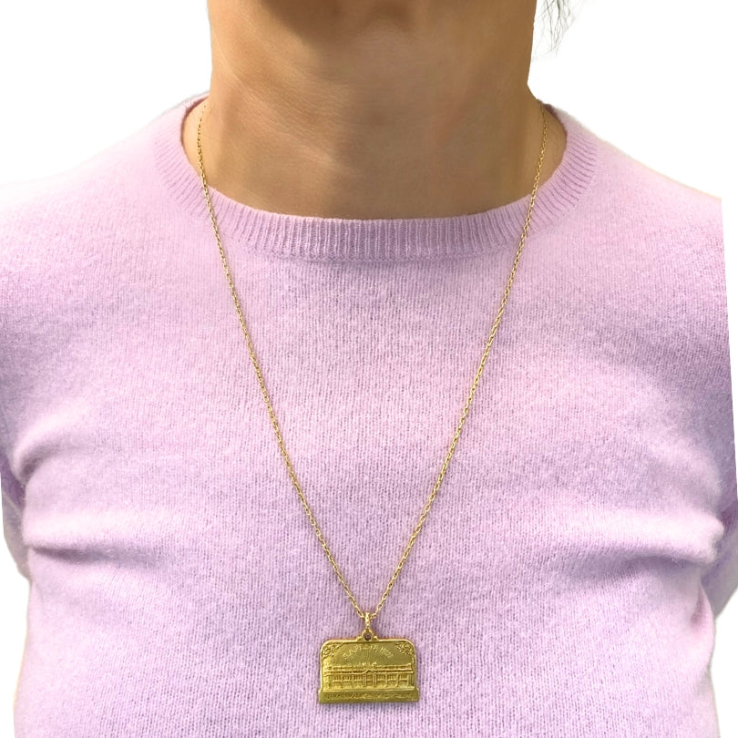 Vintage 1928 18k Gold Argentine Automobile Pendant 14k Chain Necklace