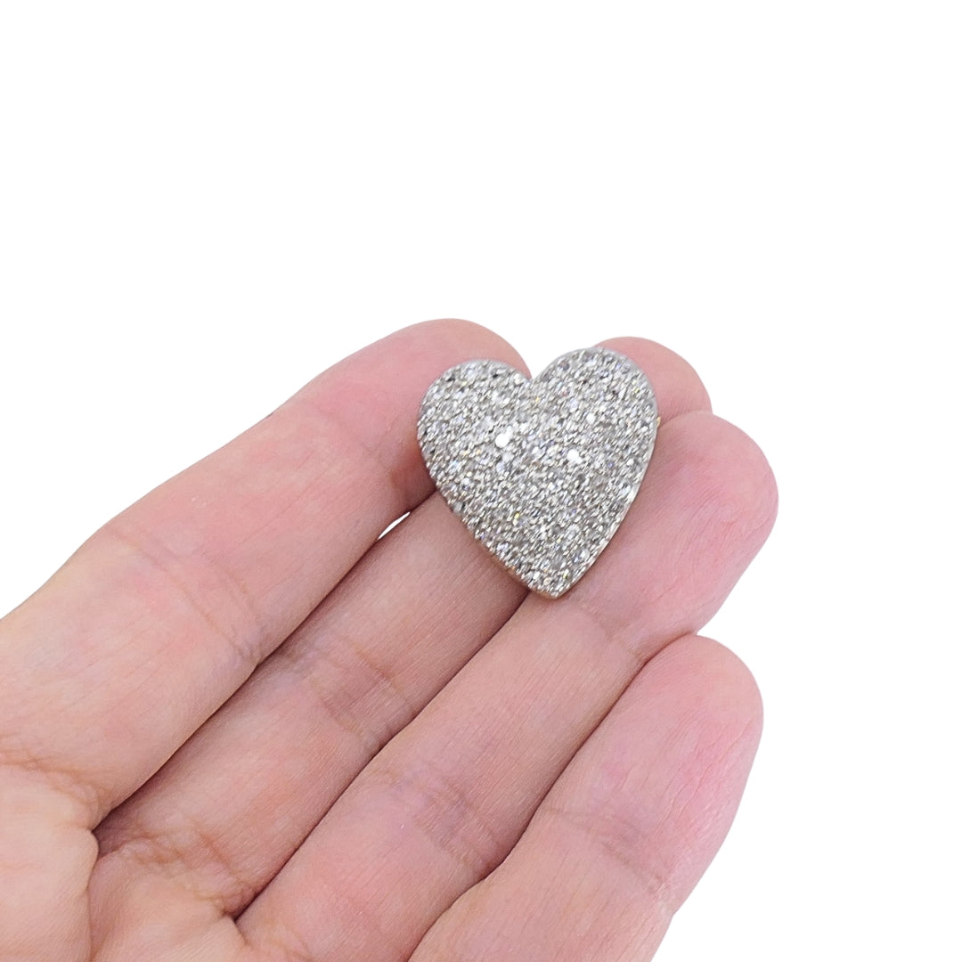 Cartier 18k Gold Platinum Pavé Diamond Heart Brooch-Pendant