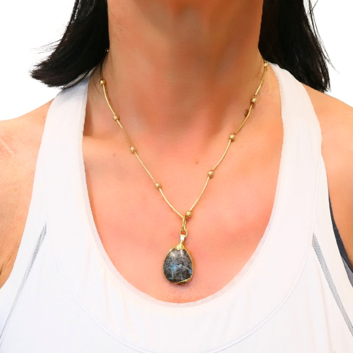 Opal Necklace 14k Gold Collar Necklace with Beads