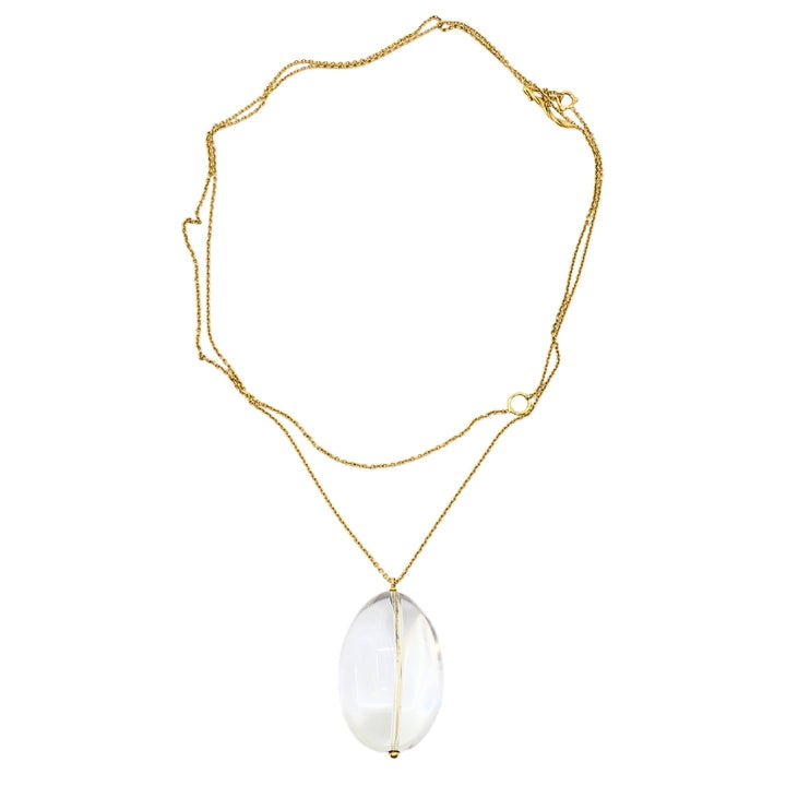 Crystal Rock Pendant 18k Gold Chain Necklace