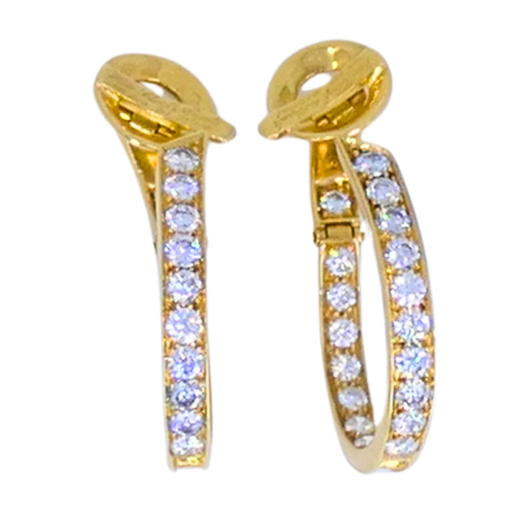 Van Cleef & Arpels 18k Gold Diamond Hoop Earrings