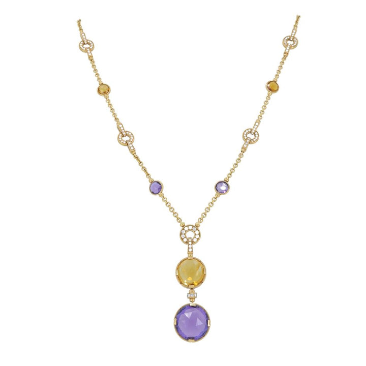 Bvlgari 18k Gold Amethyst Citrine Diamond Parentesi Lavalier Necklace