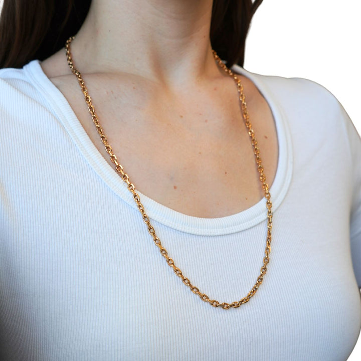 Vintage 18k Rose Gold Cable Link Chain Necklace