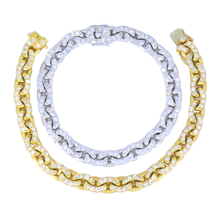 Sterle Paris Single Cut Diamonds Pair of Bracelets 18k Yellow & White Gold 1950s