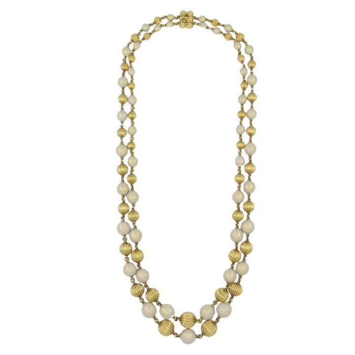 Vintage Tiffany & Co. 18k Gold Enamel Beaded Necklace