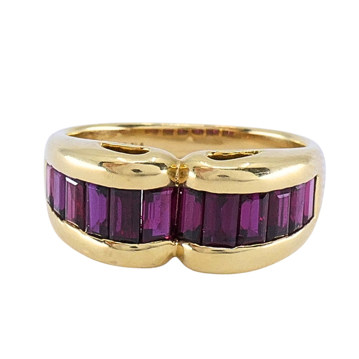 Tiffany & Co. 18k Gold Ruby Baguette Curved Band Ring, Size 5.5