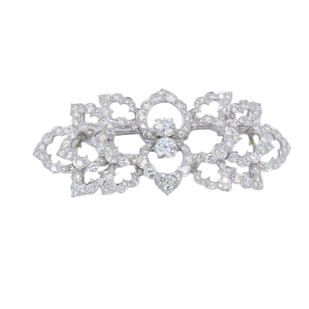 David Webb Diamond Platinum Brooch Floral Design