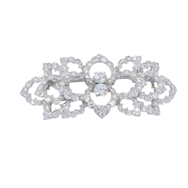 David Webb Diamond Platinum Brooch Floral Design