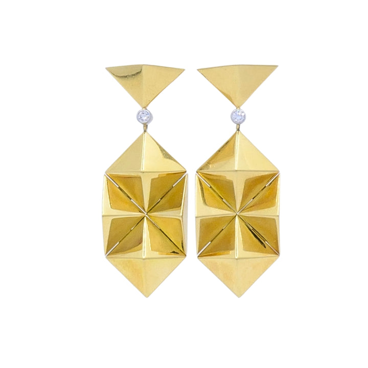 Aletto Brothers Apennines 18k Gold Diamond Pyramid Drop Earrings