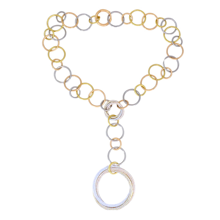 Cartier Trinity Diamond Necklace 18k Gold Estate Jewelry