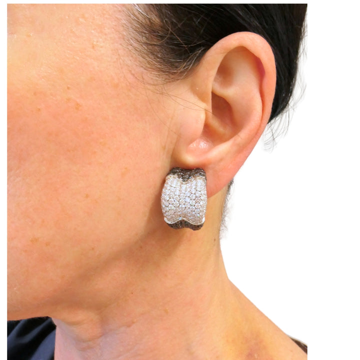 De Grisogono Earrings 18k White Gold Black Diamond Hoop Earrings