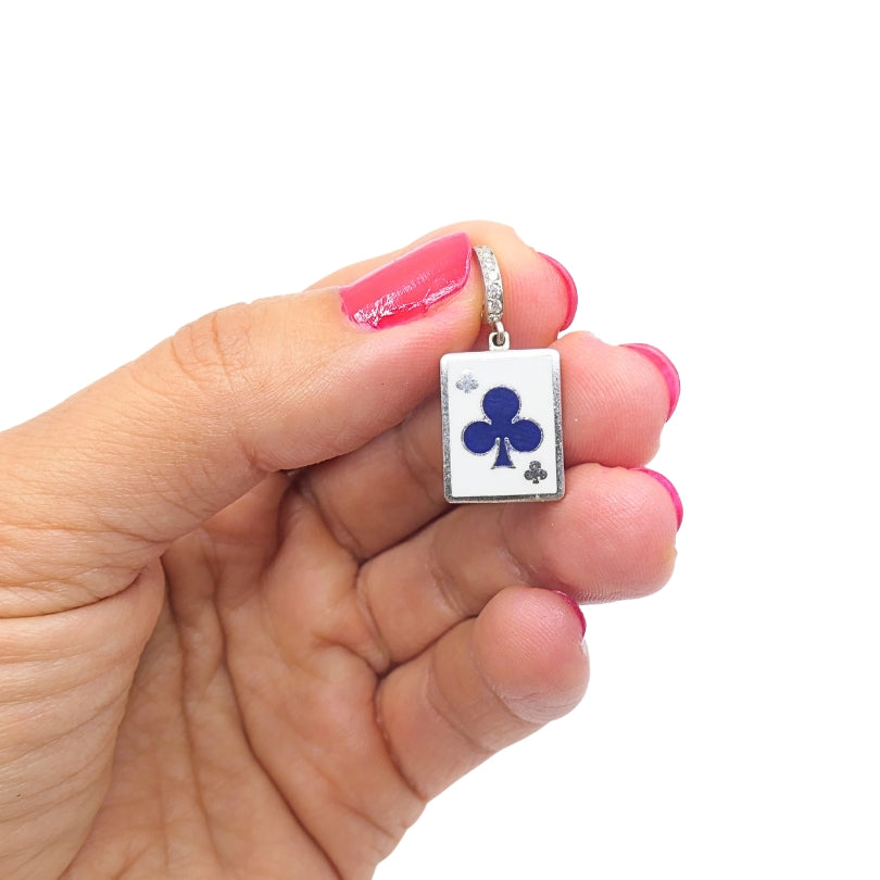 Vintage 12k Gold Playing Card Club Charm Pavé Diamond Bail