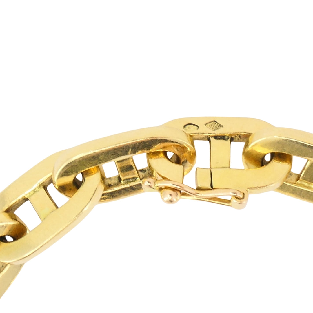 Vintage French Anchor Link Chain Bracelet 18k Gold
