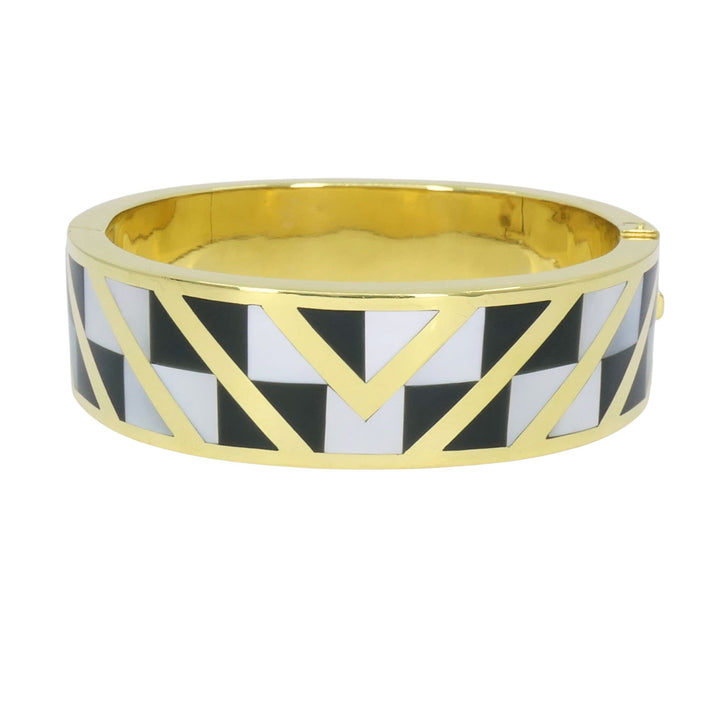 Angela Cummings Tiffany & Co. 1986 18k Gold Onyx Mother of Pearl Inlay Bracelet