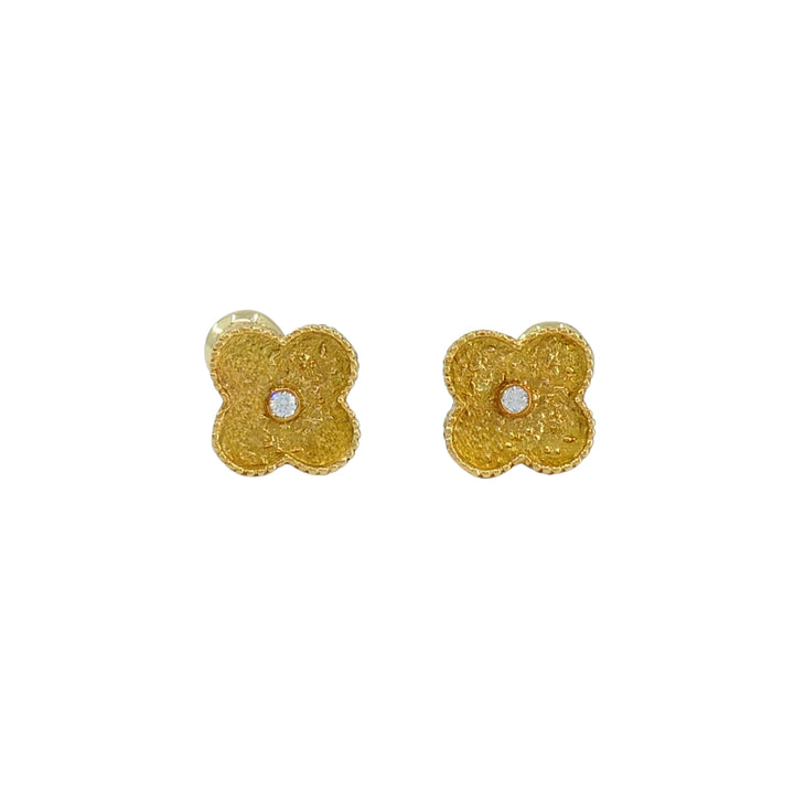 Van Cleef & Arpels Vintage Alhambra Earrings Diamond Gold
