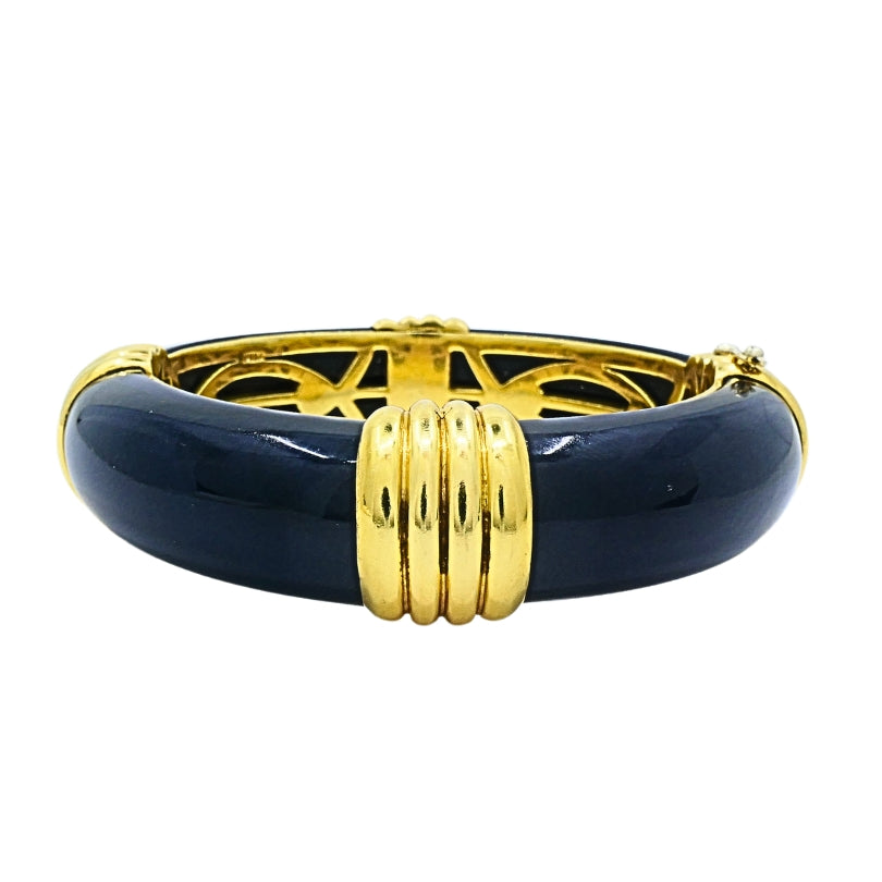 Van Cleef & Arpels 18K Gold Onyx Bangle Bracelet