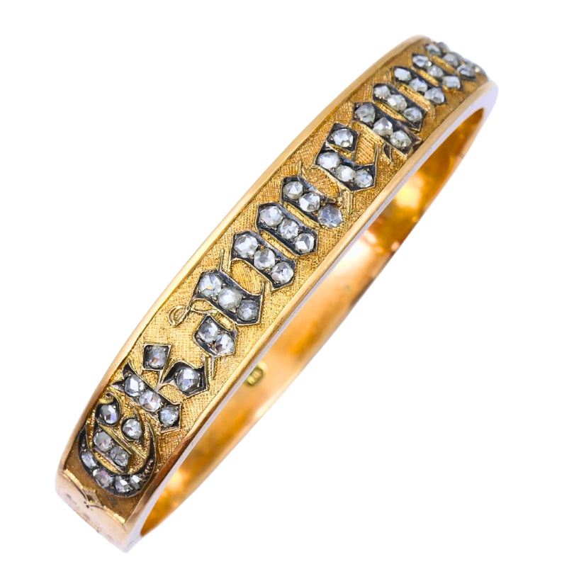 Victorian Imperial Russian 14k Gold Bracelet Rose Cut Diamonds Antique Estate Jewelry