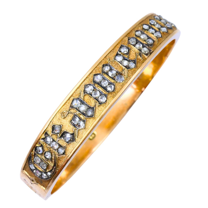 Victorian Imperial Russian 14k Gold Bracelet Rose Cut Diamonds Antique Estate Jewelry