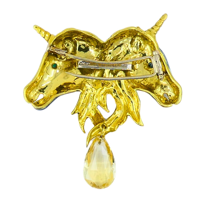 Cartier Brooch by Aldo Cipullo Yellow Sapphire Unicorn Design