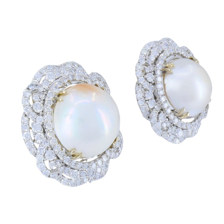 HANA 18K White Gold Mabe Pearl Diamond Drop Earrings
