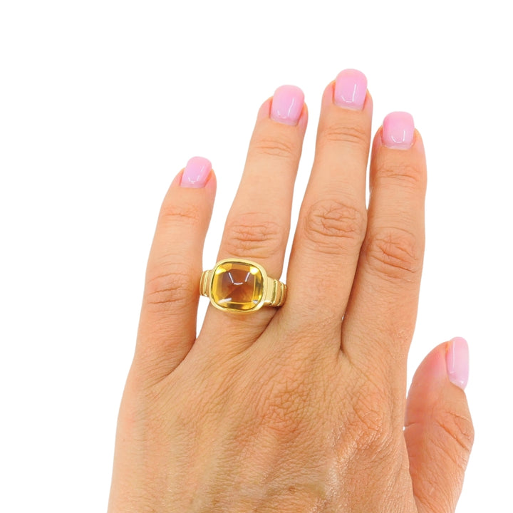 Van Cleef & Arpels 18k Gold "Facade" Citrine Cocktail Ring