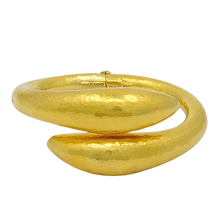 Ilias Lalaounis 18k Gold Hammered Sculptural Bangle Bracelet, 1970s