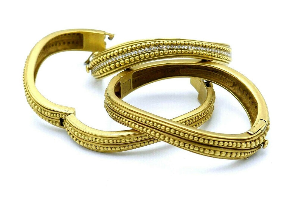 Kieselstein-Cord Set of Three Diamond Caviar Bangle Bracelets