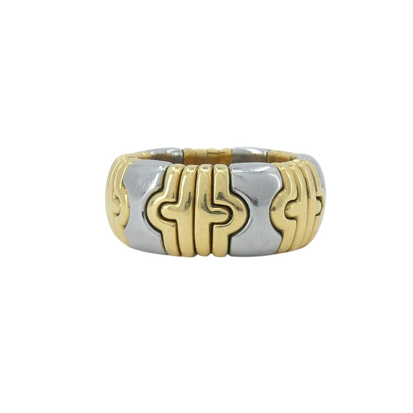 Vintage Bulgari Parentesi 18k Gold Steel Ring