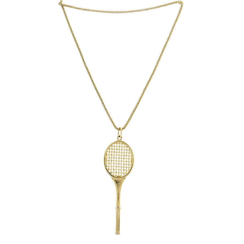 Vintage Cartier 14k Gold Tennis Racket Pendant & 14k Chain (Unsigned) Necklace