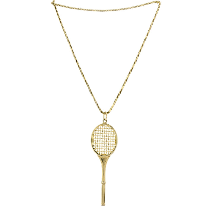 Vintage Cartier 14k Gold Tennis Racket Pendant & 14k Chain (Unsigned) Necklace