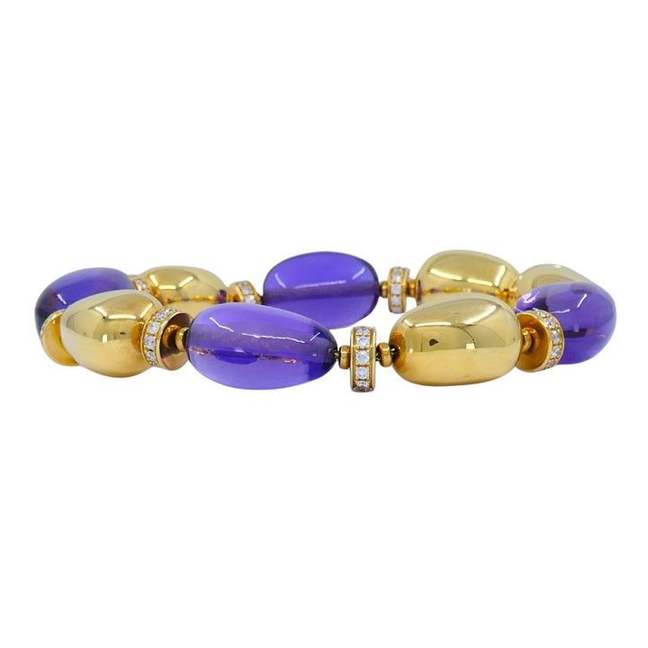 Bvlgari 18k Gold Amethyst Diamond Sassi Bracelet