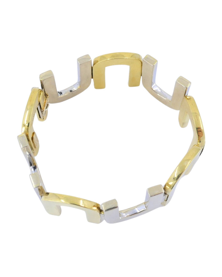 Vintage Cartier Bracelet 18k Yellow and White Gold Geometrical Pattern