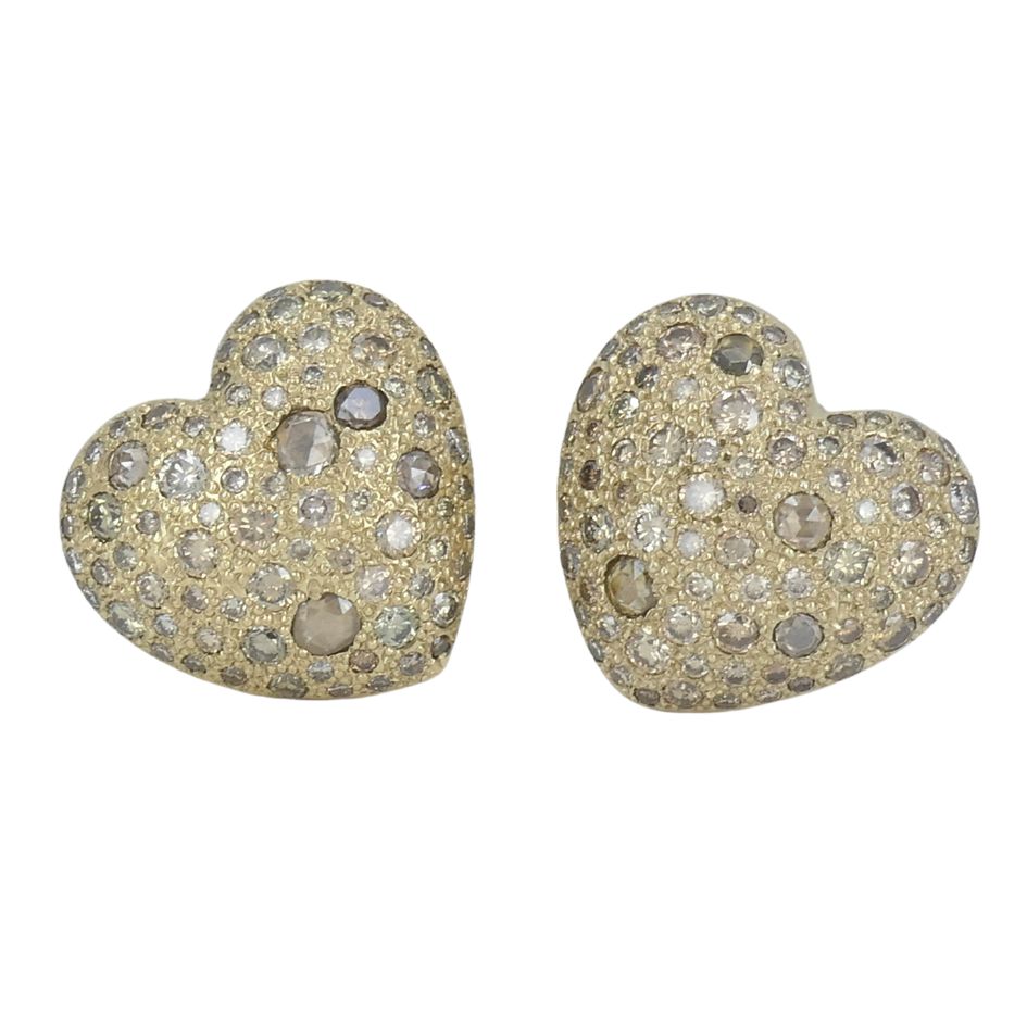 Pomellato Sabbia 18k Gold Diamond Heart Clip Earrings