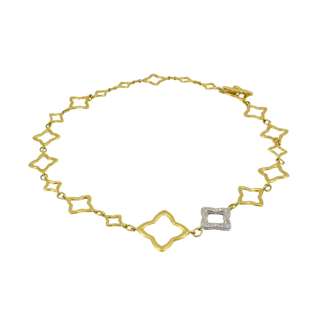 David Yurman Necklace Two-Tone Gold Diamond Quatrefoil Motif