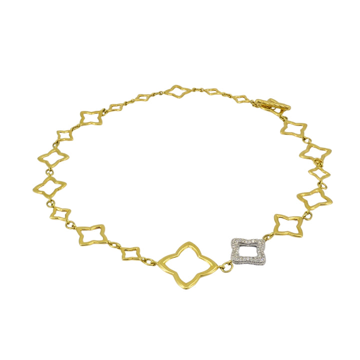 David Yurman Necklace Two-Tone Gold Diamond Quatrefoil Motif