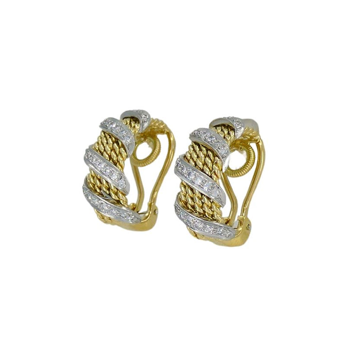 Tiffany & Co. Schlumberger 18k Gold Platinum Diamond Braided Earrings